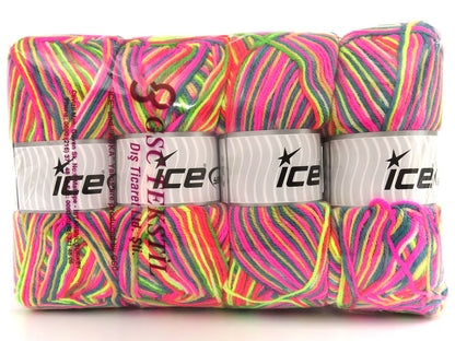 Wool Varicolor Light Pink, Orange Shades, Green Shades fnt2-81999