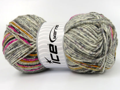 Wool Varicolor Light Grey Shades, Black, Gold, Fuchsia fnt2-82002