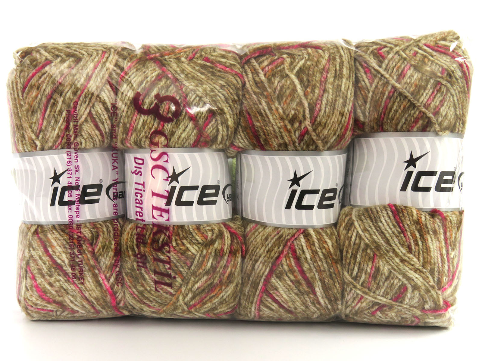 Wool Varicolor Light Fuchsia, Orange, Brown Shades fnt2-82003