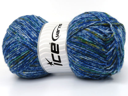 Wool Varicolor Light Blue Shades, Green Shades fnt2-82006