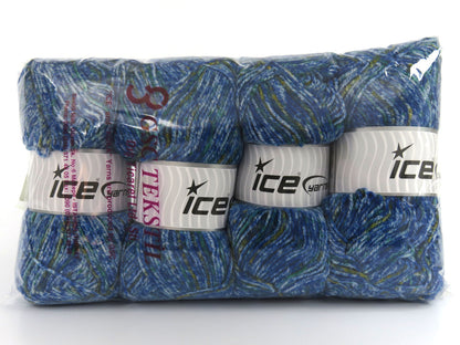 Wool Varicolor Light Blue Shades, Green Shades fnt2-82006
