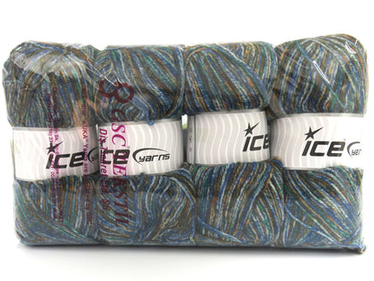 Wool Varicolor Light Blue Shades, Green Shades, Copper fnt2-82007