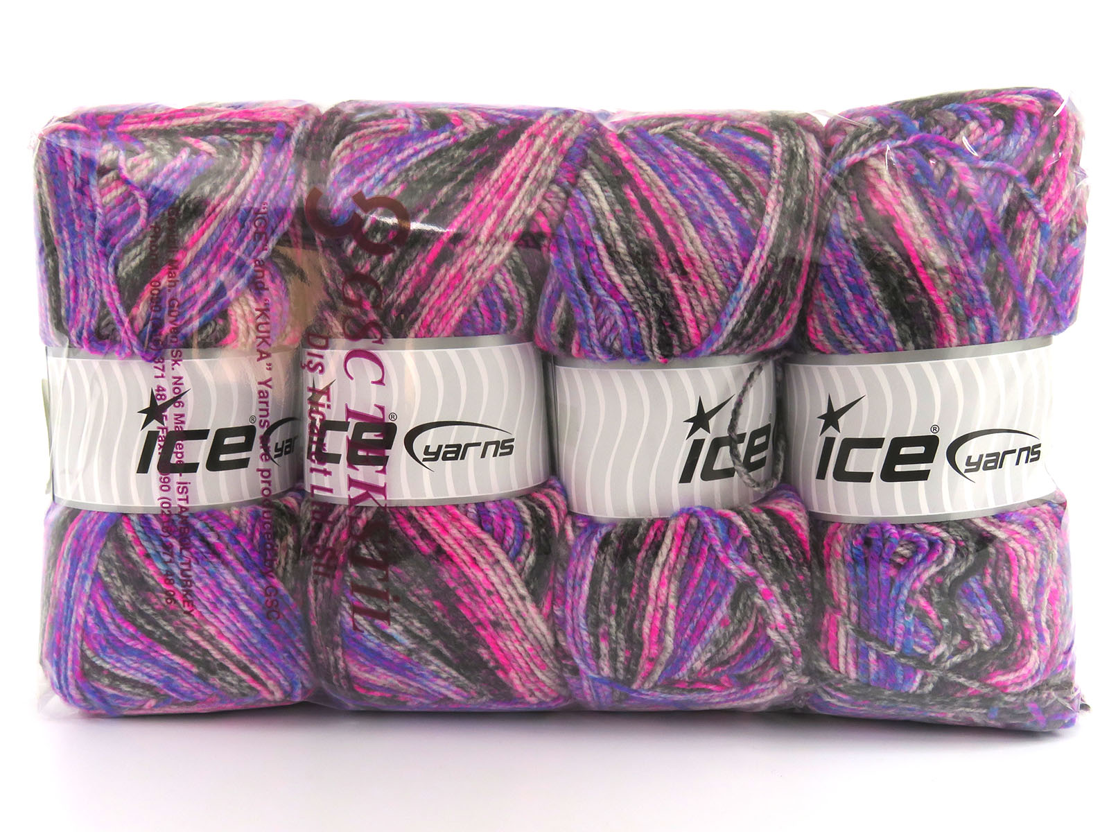 Wool Varicolor Light Purple, Pink, Grey Shades, Black fnt2-82009