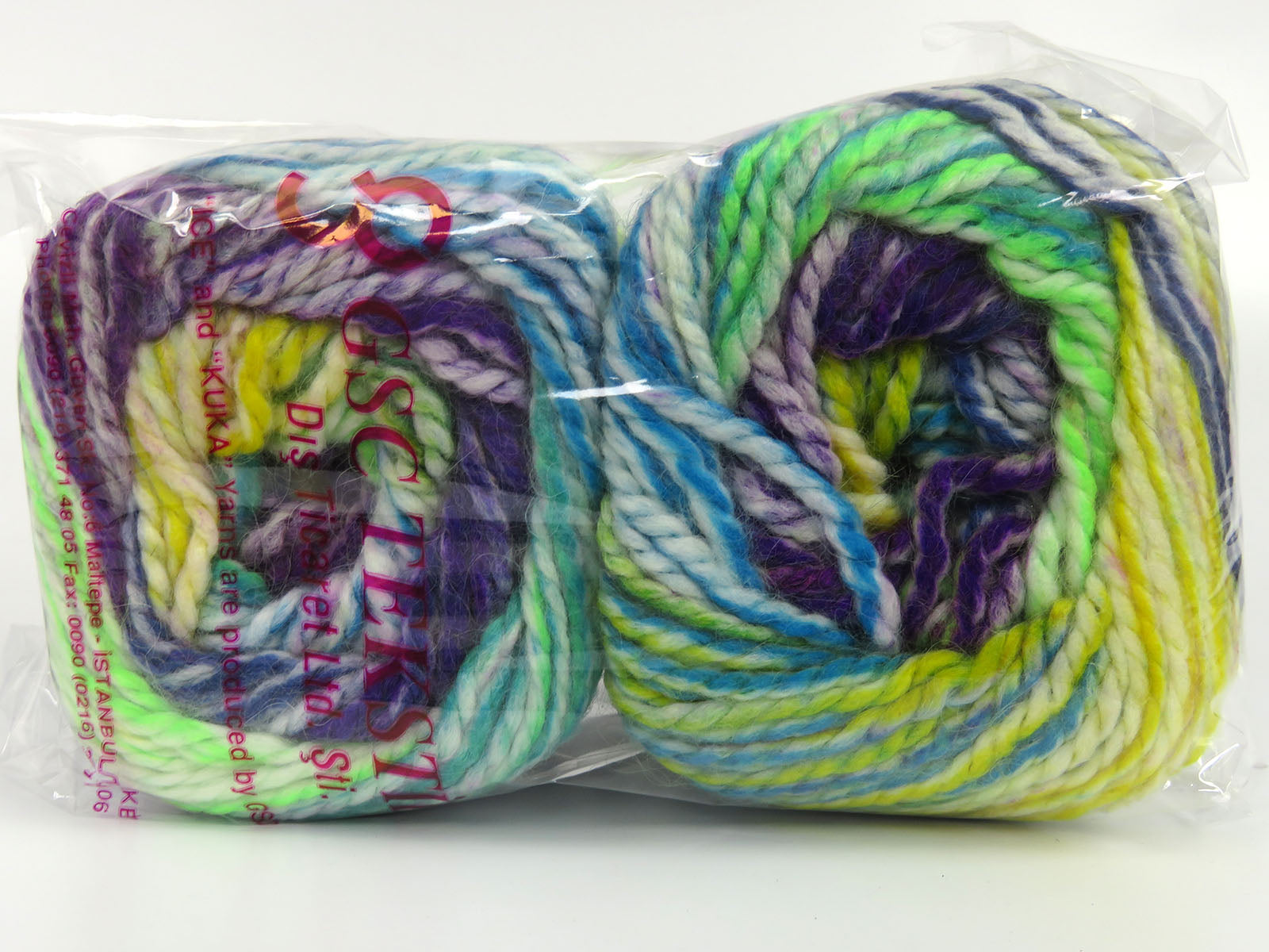 Cakes Alpine Angora Ecru, Purple, Yellow, Turquoise, Green Shades fnt2-82164