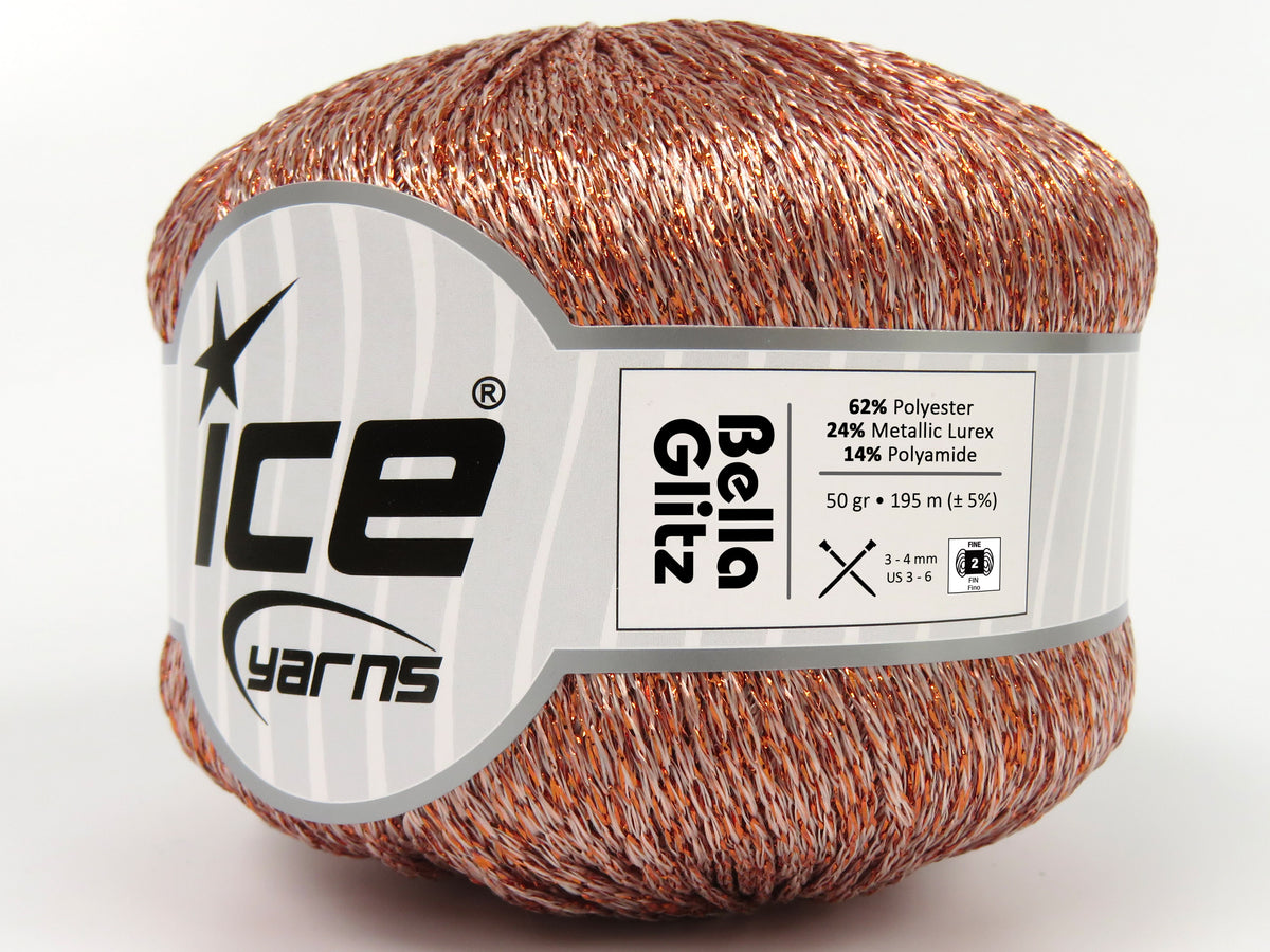 Ice Yarns Bella Glitz – Copper – 62% Polyester, 24% Metallic Lurex, 14% Polyamide