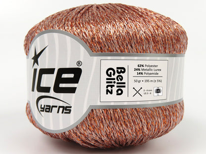 Ice Yarns Bella Glitz – Copper – 62% Polyester, 24% Metallic Lurex, 14% Polyamide