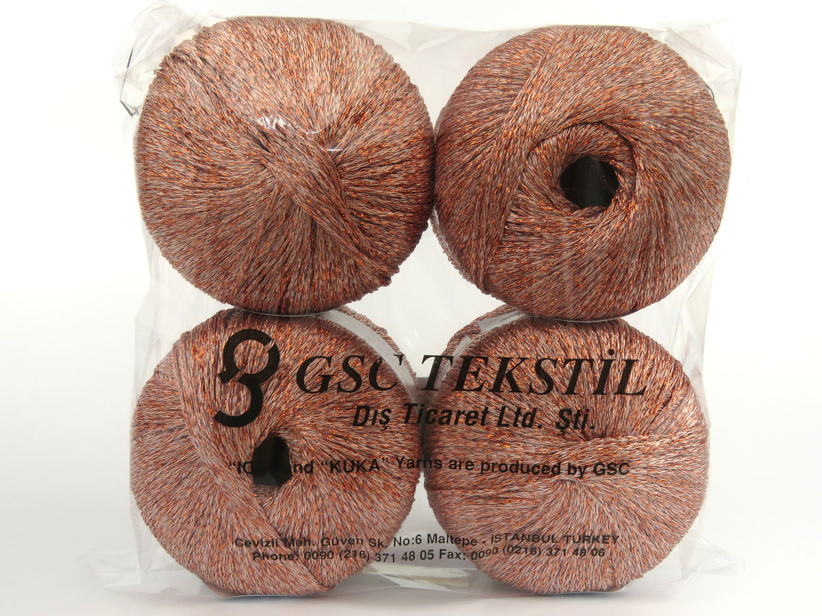 Ice Yarns Bella Glitz – Copper – 62% Polyester, 24% Metallic Lurex, 14% Polyamide