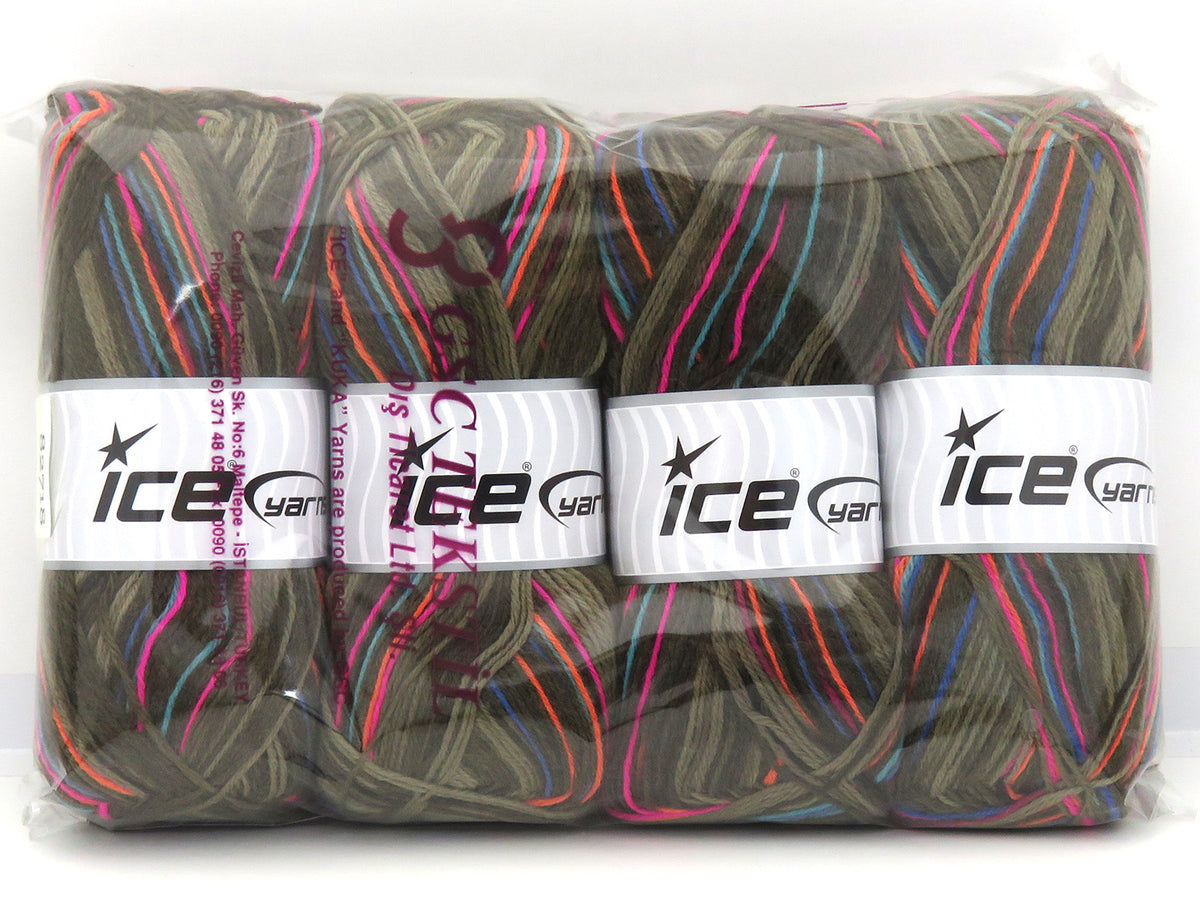 Sock Varicolor Pink, Blue, Turquoise, Orange, Khaki Shades fnt2-82718