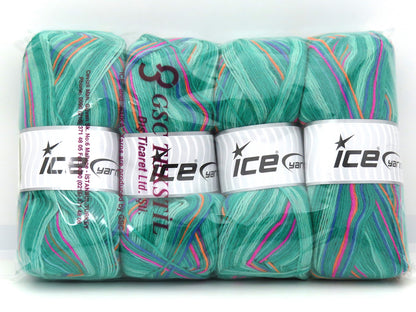 Sock Varicolor Green Shades, Blue, Orange, Pink fnt2-82722