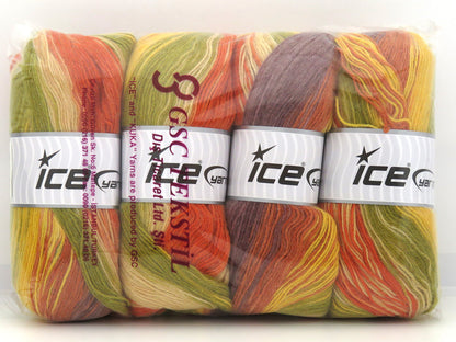 Angora Batik Gold, Green, Orange, Purple, Yellow, Beige, Cream fnt2-82762