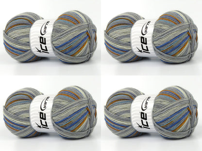 Sock Varicolor Grey Shades, Blue Shades, Gold fnt2-83151