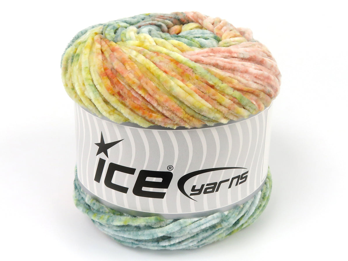 Chenille Splash Green Shades, Salmon Shades, Yellow Shades fnt2-83260