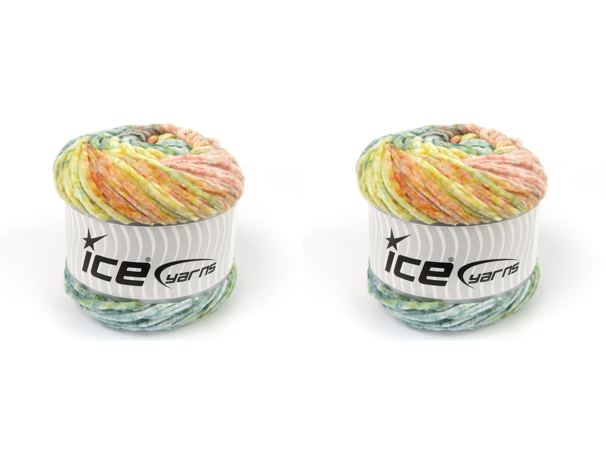Chenille Splash Green Shades, Salmon Shades, Yellow Shades fnt2-83260
