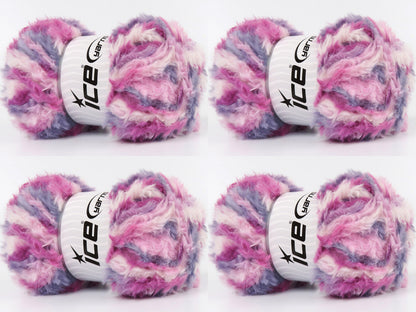 Bunny Fur Multicolor Greyish Lilac, Pink Shades, White fnt2-83862