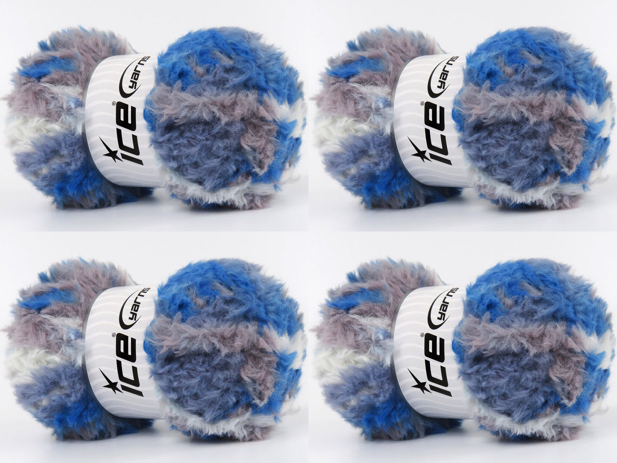 Bunny Fur Multicolor Light Maroon, Blue Shades fnt2-83863