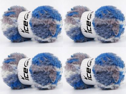 Bunny Fur Multicolor Light Maroon, Blue Shades fnt2-83863