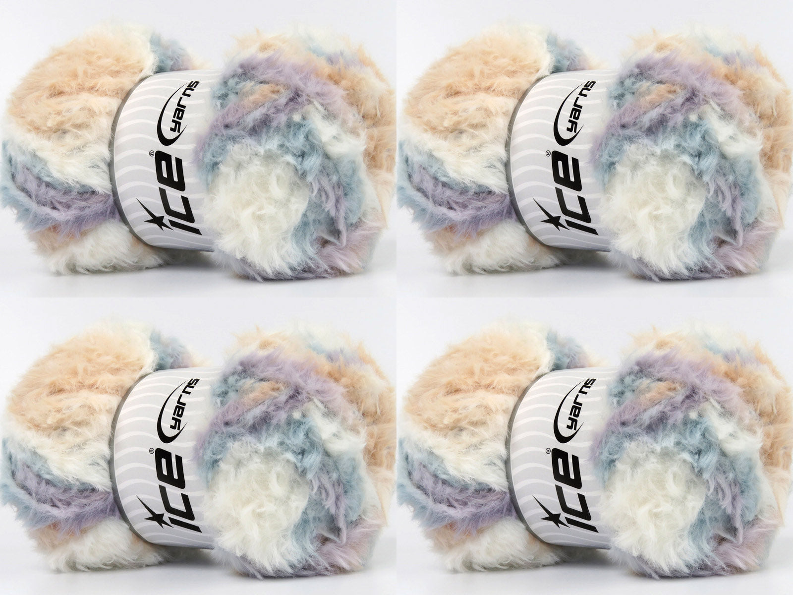 Bunny Fur Multicolor Pastel Turquoise, Light Salmon, Light Lilac, Cream fnt2-83867