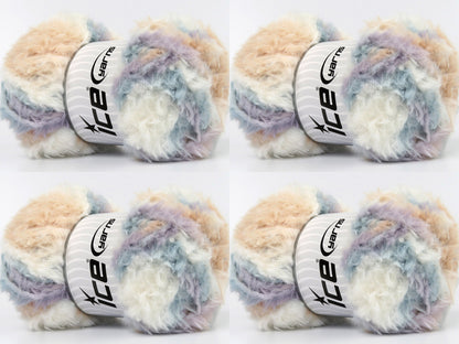 Bunny Fur Multicolor Pastel Turquoise, Light Salmon, Light Lilac, Cream fnt2-83867