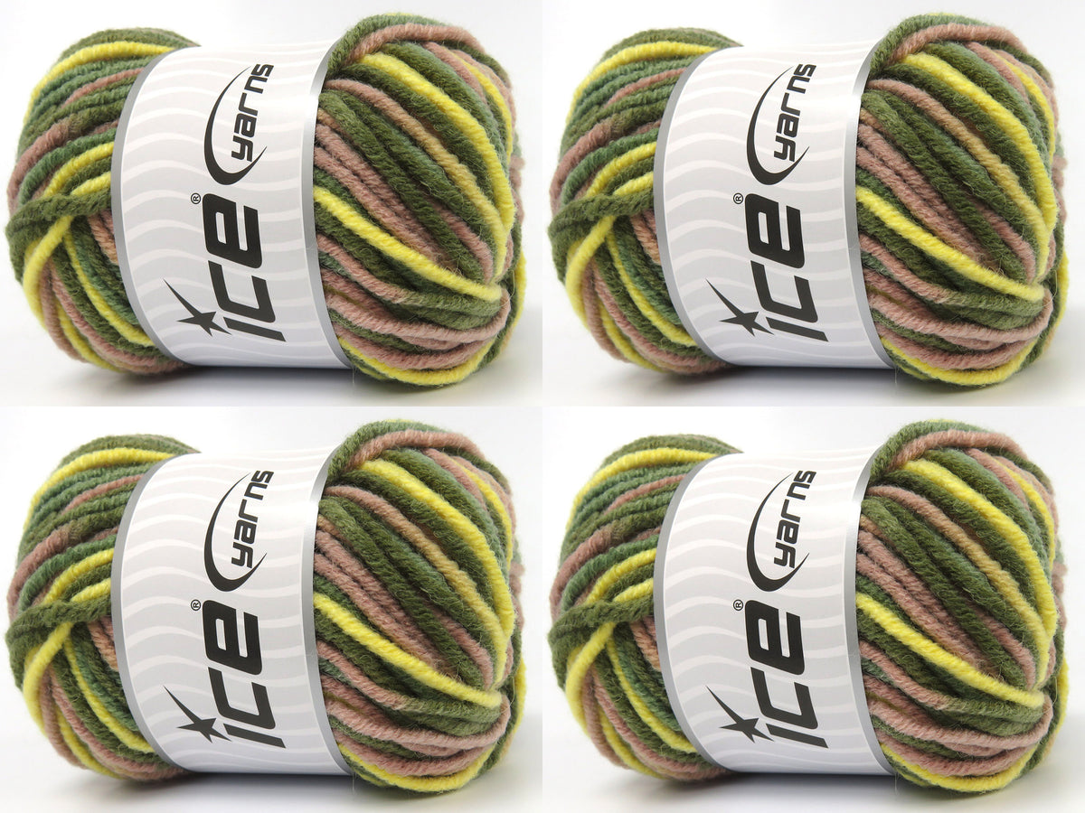 Star Merino Batik Green Shades, Yellow, Antique Pink fnt2-84228