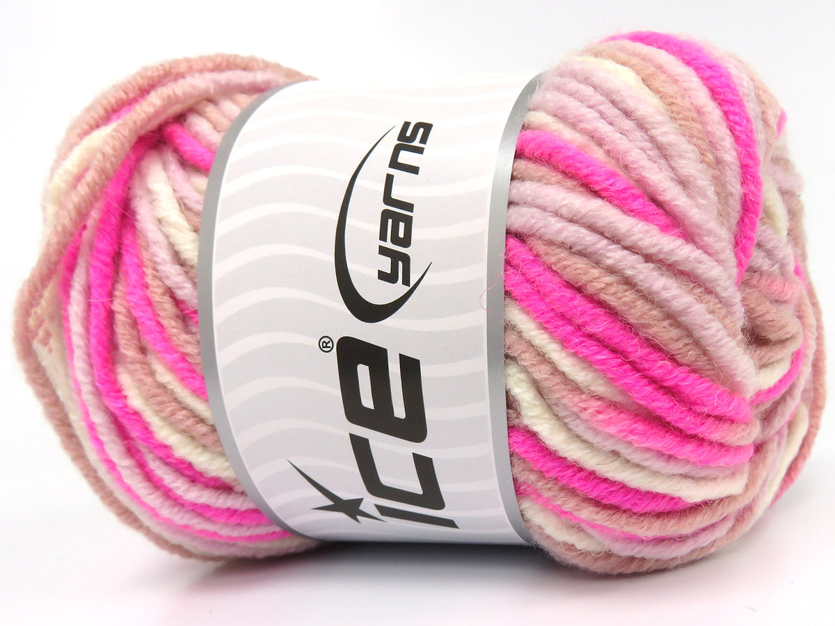 Ice Yarns Batik mérinos étoile – Nuances de rose, crème – 25 % laine mérinos, 75 % acrylique de qualité supérieure