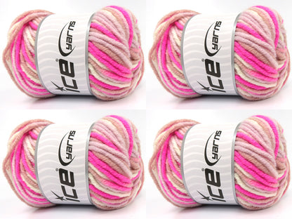 Ice Yarns Batik mérinos étoile – Nuances de rose, crème – 25 % laine mérinos, 75 % acrylique de qualité supérieure