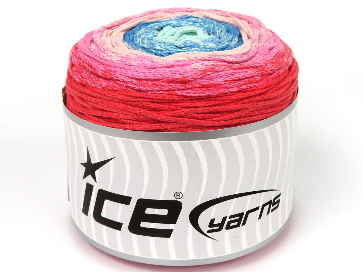 Cakes Macrame Cotton Magic Mint Green, Turquoise, Pink Shades, Salmon fnt2-84281