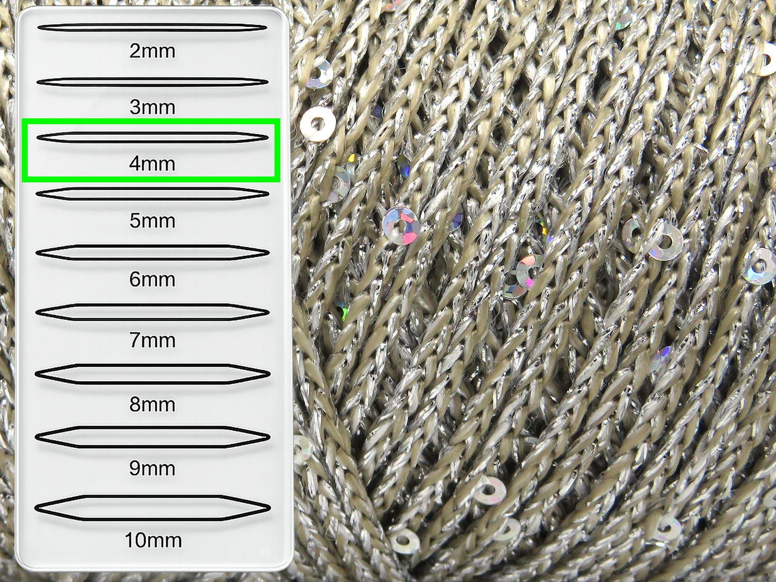 Macrame Glitz Paillette Silver, Grey, Camel  fnt2-84572