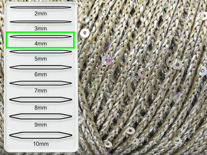Macrame Glitz Paillette Silver, Grey, Camel  fnt2-84572