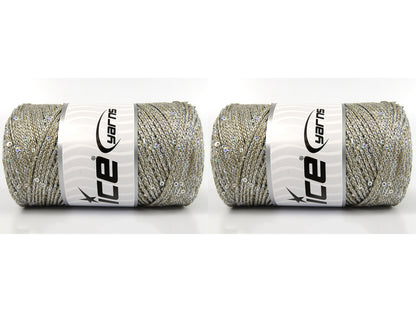 Macrame Glitz Paillette Silver, Grey, Camel  fnt2-84572