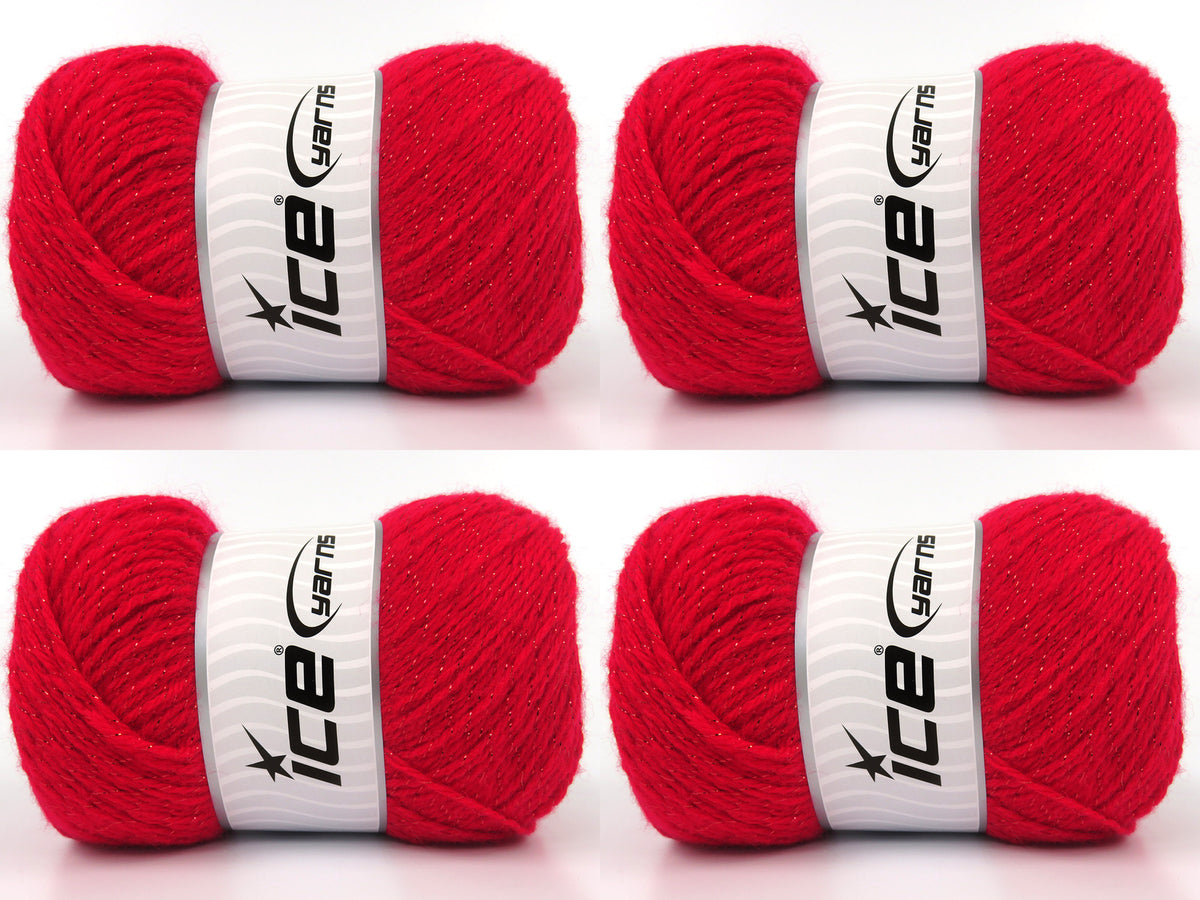 Ice Yarns Merino Glitz – Red – 20% Merino Wool, 75% Premium Acrylic, 5% Metallic Lurex