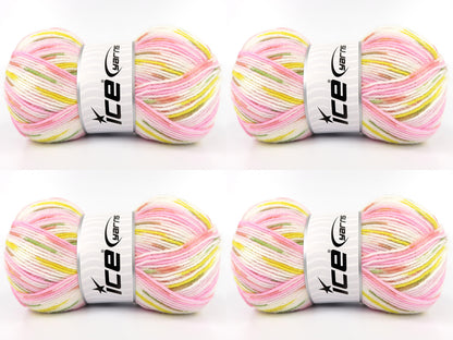 Print Baby Pink Shades, Yellow, Green, Brown, White fnt2-84910