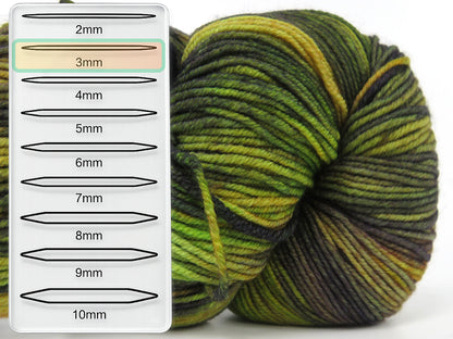 Hand Dyed Sock Merino Green Shades, Yellow Shades, Antrachite Black fnt2-84968