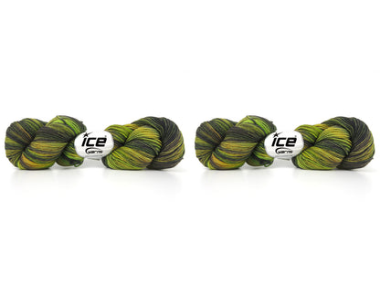 Hand Dyed Sock Merino Green Shades, Yellow Shades, Antrachite Black fnt2-84968