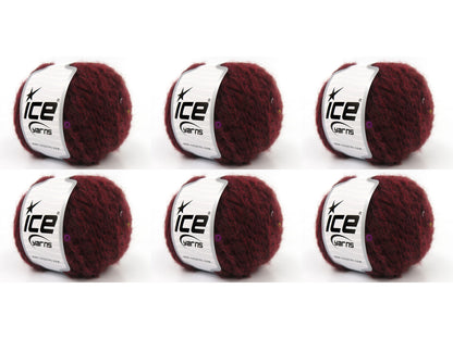 Mohair Wool Paillette Burgundy fnt2-85061