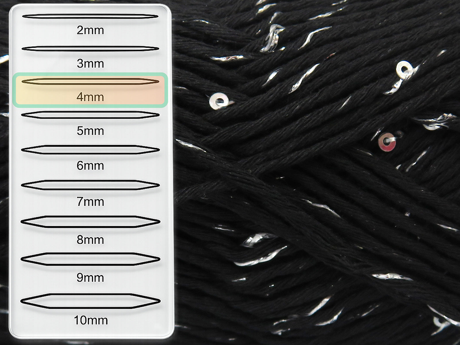 Natural Cotton Paillette Black, Silver fnt2-85080