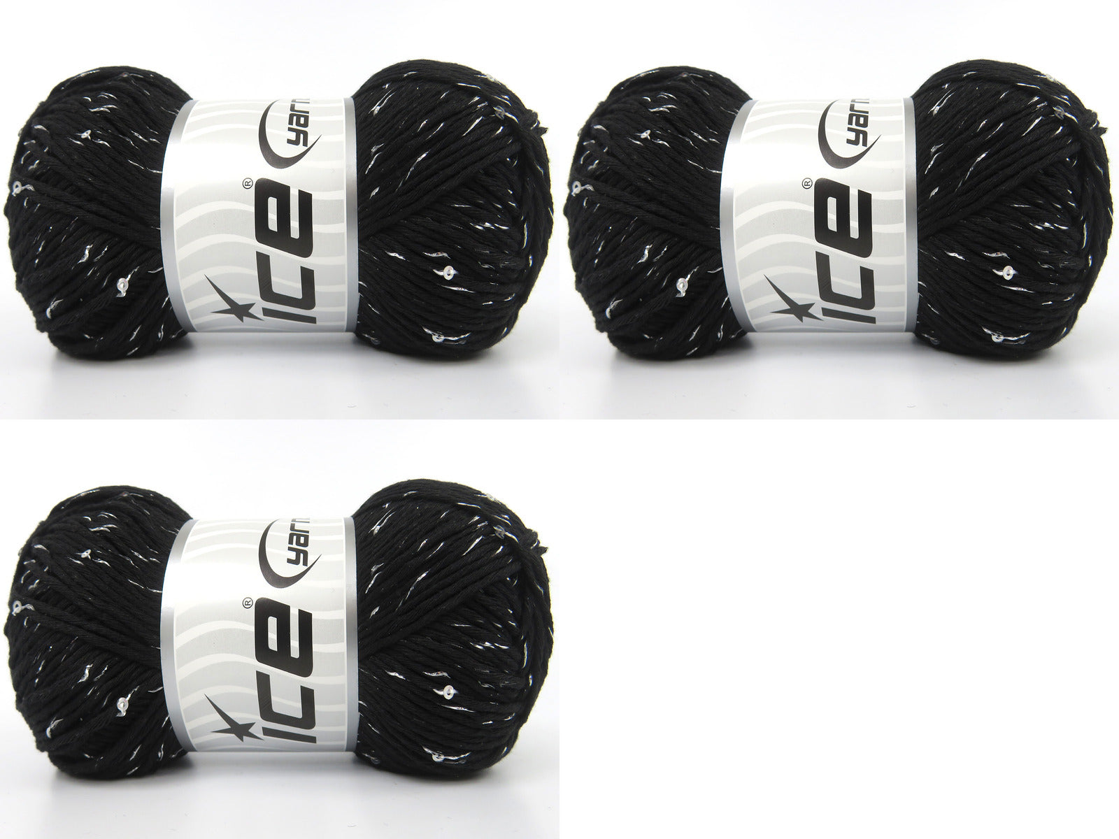 Natural Cotton Paillette Black, Silver fnt2-85080