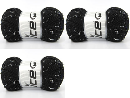 Natural Cotton Paillette Black, Silver fnt2-85080