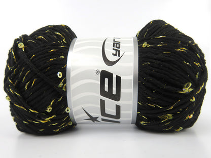 Natural Cotton Paillette Black, Gold fnt2-85081