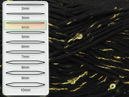 Natural Cotton Paillette Black, Gold fnt2-85081