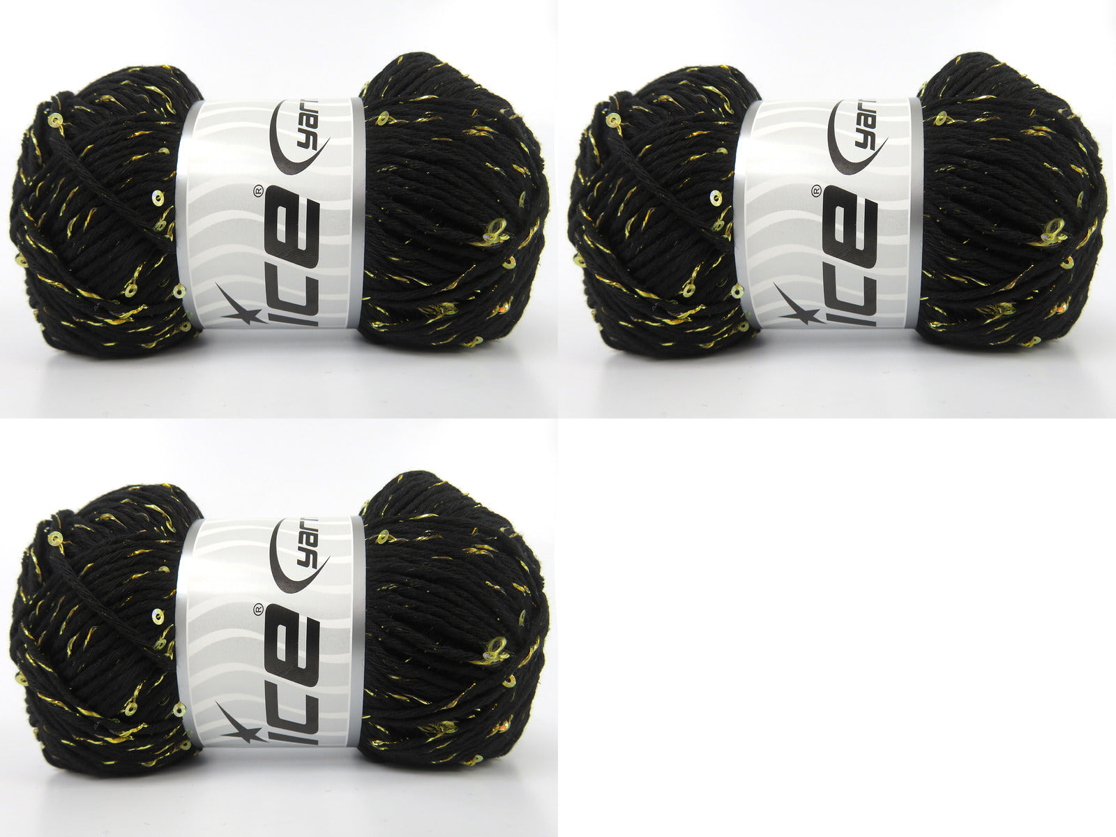 Natural Cotton Paillette Black, Gold fnt2-85081