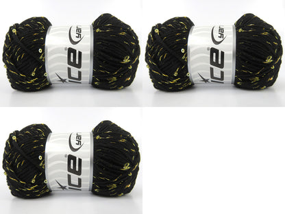 Natural Cotton Paillette Black, Gold fnt2-85081
