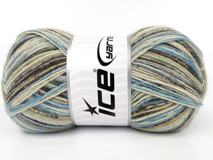 Sock Print Cream, Camel, Brown, Blue, Grey  fnt2-85221