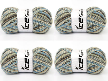 Sock Print Cream, Camel, Brown, Blue, Grey  fnt2-85221