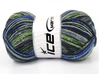 Sock Print Blue Shades, Cream, Green, Black  fnt2-85222