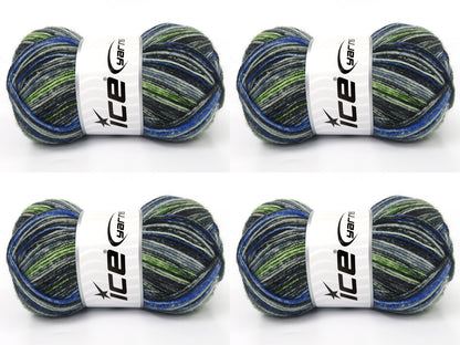 Sock Print Blue Shades, Cream, Green, Black  fnt2-85222