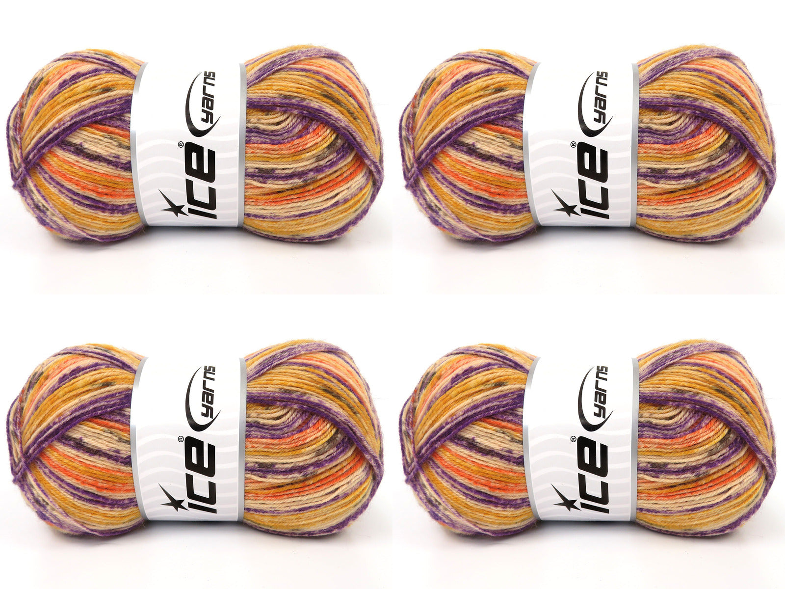 Sock Print Orange, Gold, Cream, Purple, Dark Grey  fnt2-85225