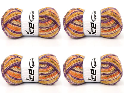 Sock Print Orange, Gold, Cream, Purple, Dark Grey  fnt2-85225