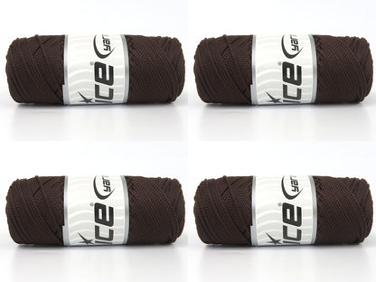 Lot of 4 x 100gr Skeins Ice Yarns MACRAME CORD Hand Knitting Yarn Dark Brown
