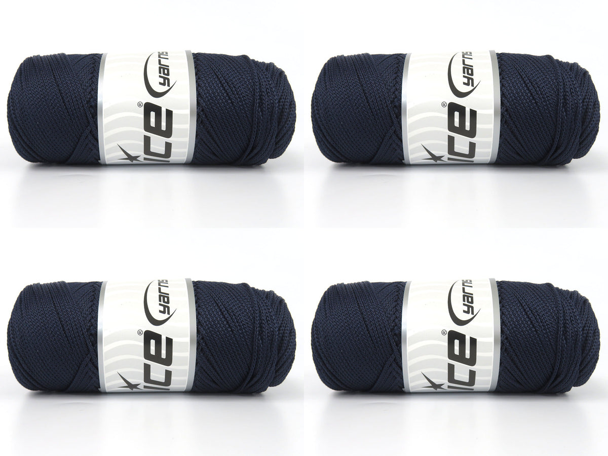 Lot of 4 x 100gr Skeins Ice Yarns MACRAME CORD Hand Knitting Yarn Navy