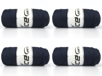 Lot of 4 x 100gr Skeins Ice Yarns MACRAME CORD Hand Knitting Yarn Navy
